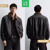 柜799 加厚夹克外套皮衣0993900 双面穿皮革效果短款 ZA冬新品 男装