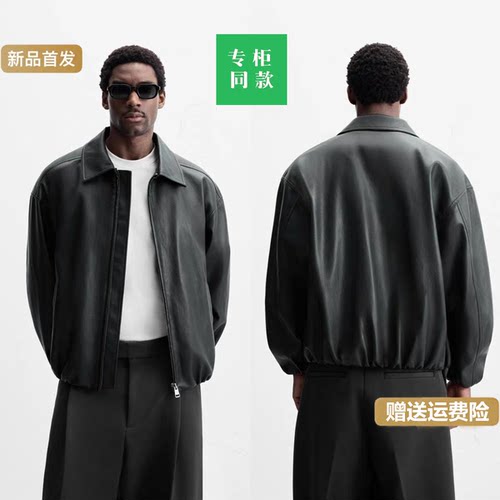 2025春季新品 男装 宽松翻领仿皮夹克皮衣拉链外套 3046404