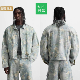 ZA秋季 印花牛仔夹克外套潮7446307 新品 棉质短款 330 男装 柜549