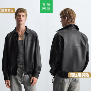 男翻领皮衣仿皮飞行员拉链夹克外套4027400 新品 800 ZA秋季 柜429