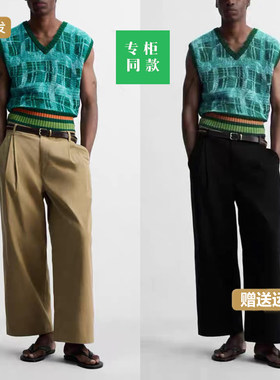 柜499！ZA秋季新品男装百搭宽松休闲裤直筒宽腿长裤 1957305 707