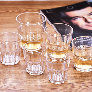 亚克力啤酒杯ktv塑料威士忌喝酒吧八角透明防摔杯子pc啤酒杯子