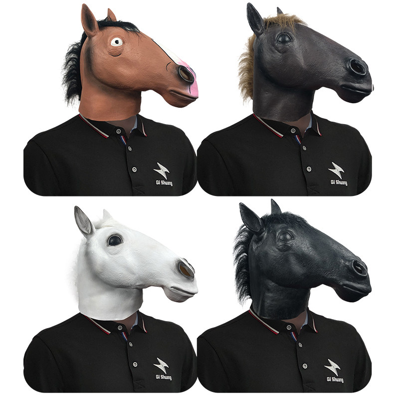 马男波杰克动物头套面具化妆舞会搞笑乳胶马头饰万圣节日派对道具