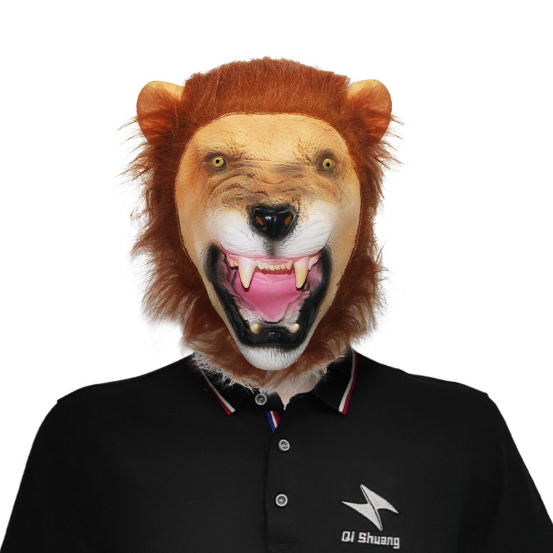 恐怖狮子头套动物面具化妆舞会恶搞乳胶头饰万圣节日派对表演道具