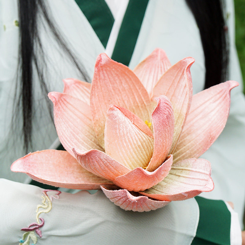 cos少女拍照道具假花仿真手持荷花汉服古风摄影长杆古装拍摄莲花