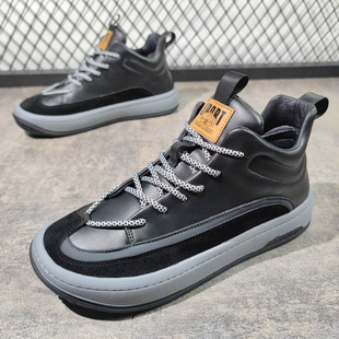 秋冬季高帮休闲鞋男精神小伙鞋子男士厚底网红潮鞋潮流百搭小丑鞋