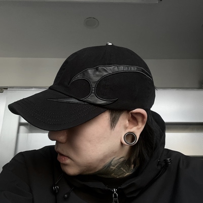 韩国小众潮牌thugclub火焰刺绣软顶鸭舌帽男女欧美网红同款棒球帽
