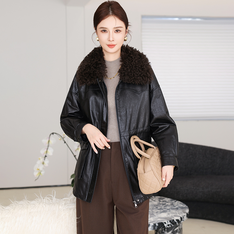 海宁真皮羽绒服女鹅绒皮草外套冬