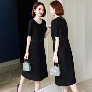 卡若维娅香云纱大牌真丝连衣裙女高端夏季气质时尚桑蚕丝妈妈裙子