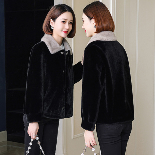 保暖时尚 金貂绒皮草大衣女短款 仿水貂毛外套方领 新款 卡若维娅冬装