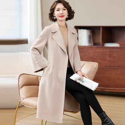 卡若维娅全羊毛中长款双面呢外套