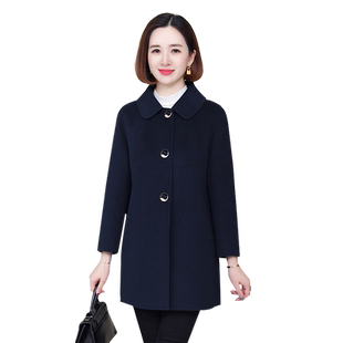 高端双面呢羊毛呢子大衣秋冬新款修身零羊绒中年毛呢外套女中长款