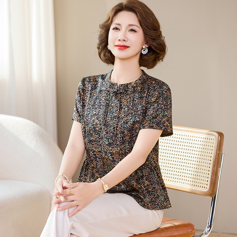 卡若维娅桑蚕丝短袖真丝衬衫女
