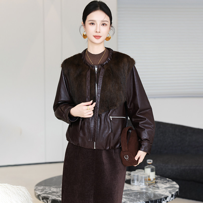 海宁真皮羽绒皮衣绵羊皮鹅绒服女