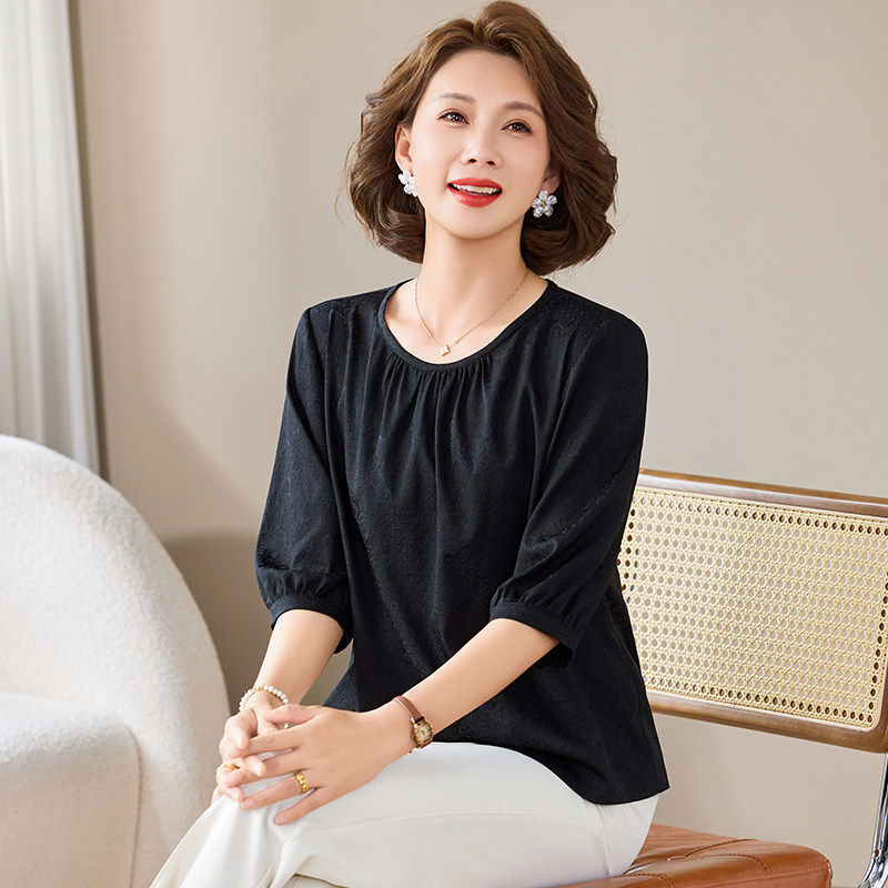 卡若维娅真丝桑蚕丝衬衫黑色上衣