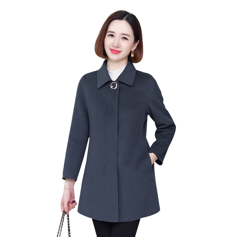 羊毛女中长款修身毛呢外套