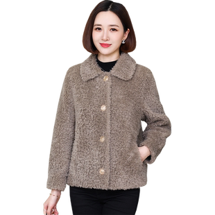 卡若维娅新款皮草外套女冬短款颗粒羊剪绒修身百搭羊羔毛复合一体