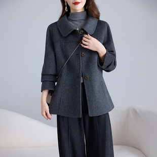卡若维娅双面呢羊毛大衣女2025新款零羊绒毛呢上衣小个子减龄外套