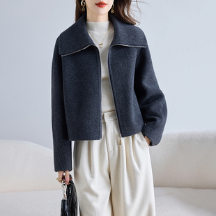 卡若维娅双面羊毛绒外套女短款2025秋冬高级感显瘦小个子呢子大衣