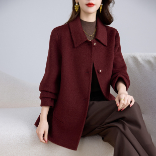 卡若维娅新款高级感双面呢大衣女短款纯羊毛呢小个子减龄秋冬外套