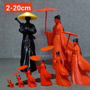 寒江孤影江湖故人古风武侠剑客刀客侠客小摆件微景观微缩小美女