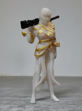 和平精英吃鸡黄金木乃伊手办模型蛋糕礼物男孩awm手枪女神空投潮