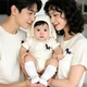 刺绣婴儿亲子装 夏加大T恤一家三口四口小月龄满月百天拍照全家福