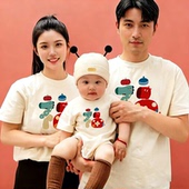 婴儿亲子装 夏T恤一家三口四口小月龄满月百天拍照全家福加肥加大