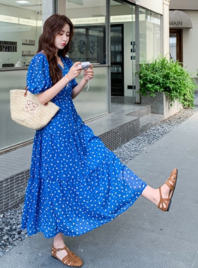 爆款首发森系 温柔气质短袖碎花连衣裙2C212-G129-P135-K188