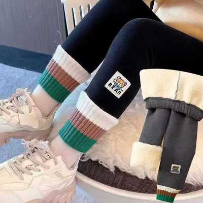 女童加绒裤子打底裤儿童冬天裤子