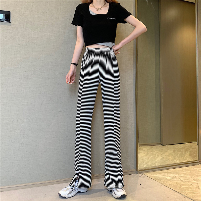Real shot real price Chao show thin! Rabbi leg long loose straight micro flared split pants