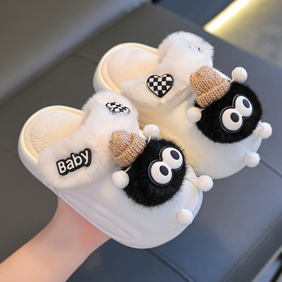 2025新款冬季儿童棉拖鞋保暖加绒包跟男女童防水EVA亲子宝宝棉鞋