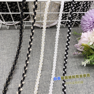 精致小香风金线编织带衣服边袖 口蕾丝花边辅料lolita娃衣裙边配饰