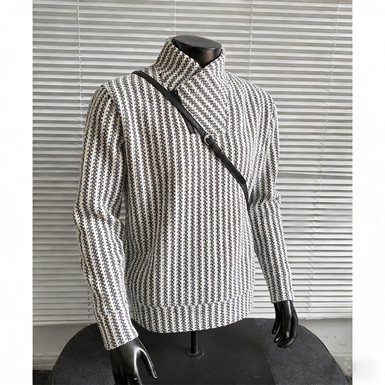 欧美设计鱼骨条纹交叉立领拉链卫衣男秋冬加绒时尚内搭长袖上衣潮,男装,卫衣,淘宝优惠券,粉丝福利购,淘宝优惠卷