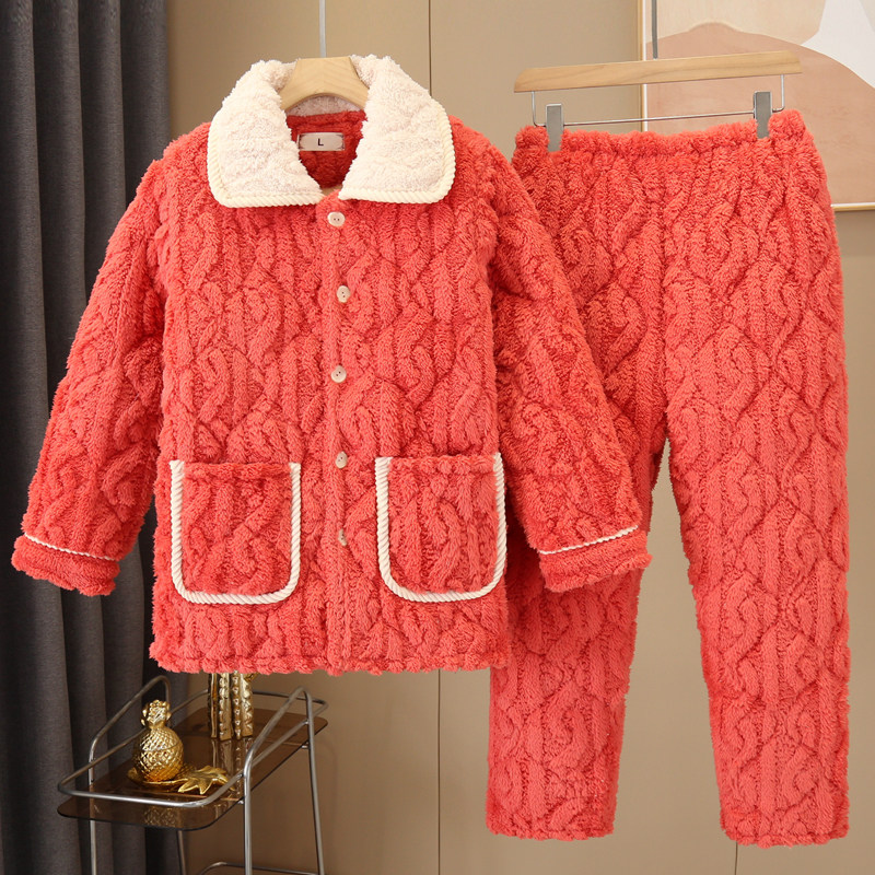 秋冬季女士加厚加绒法兰绒翻领睡衣三层夹棉保暖珊瑚绒家居服套装,女士内衣/男士内衣/家居服,睡衣/家居服套装,淘宝优惠券,粉丝福利购,淘宝优惠卷