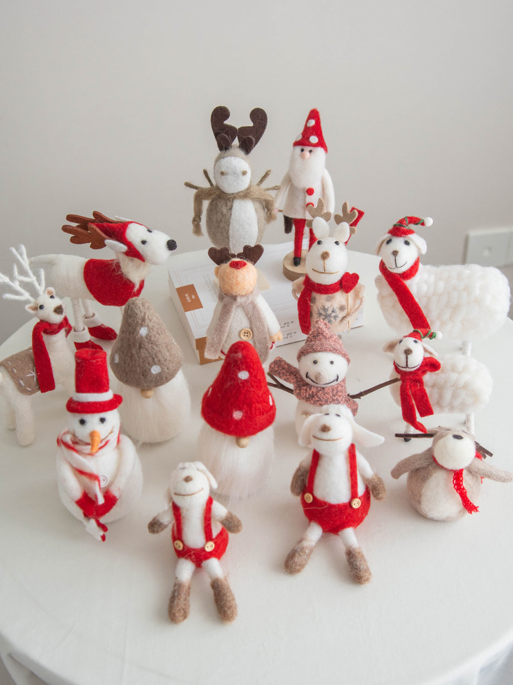 hromeo羊毛毡桌面摆件雪人公仔