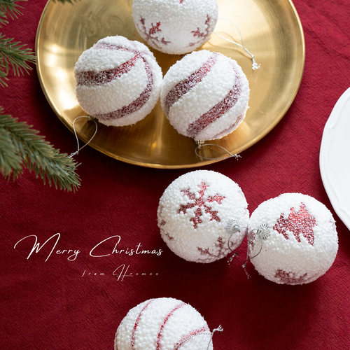 Hromeo8cm红白色系泡沫雪球