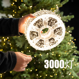 Hromeo 圣诞树装饰灯串led灯黑线鞭炮灯铜线灯可远程遥控长灯串