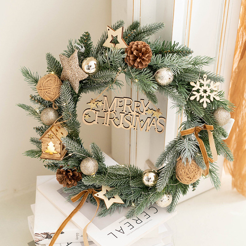 Hromeo 圣诞节装饰北欧ins圣诞花环壁挂商场橱窗家用墙面装饰布置