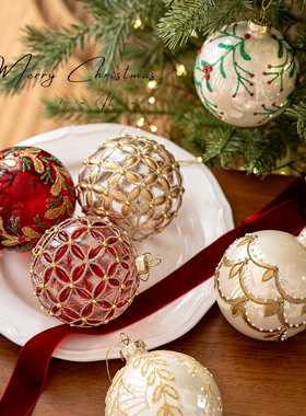 Hromeo 韩系8cm圣诞玻璃球圣诞节装饰品圣诞树装饰球橱窗ins挂件