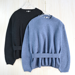 叠片羊毛混纺圆领长袖 思琪女装 北欧风小众设计款 针织毛衣 2512