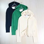 思琪女装 针织开衫 262 2美汤系刺绣棉线绞花连帽拉链休闲长袖