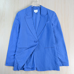 休闲西装 思琪女装 瑞典单早春通勤亚麻混纺一粒扣修身 2512