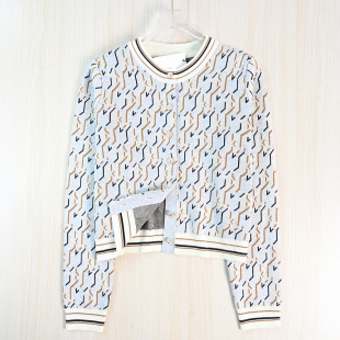 美系K尔优雅休闲撞色提花圆领系扣针织开衫 261 思琪女装