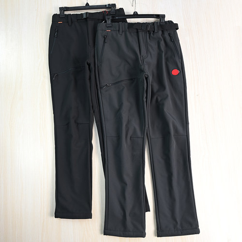 户外休闲软壳防泼水加绒登山裤