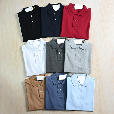 简约珠地棉直筒男休闲短袖Polo衫