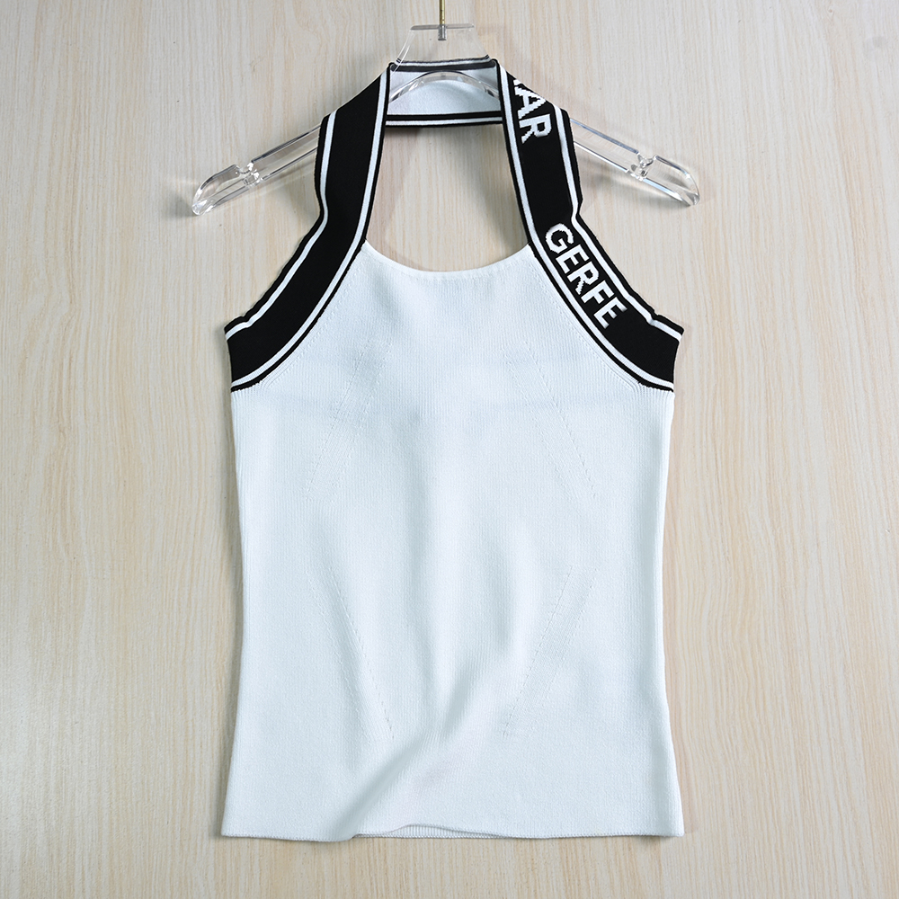 百搭修身短款挂脖吊带针织背心