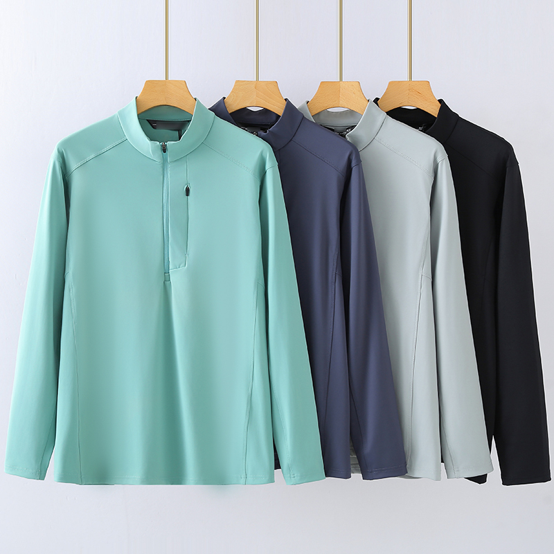 男装好货2511/10弹力速干防泼水半拉链立领运动休闲外套长袖款