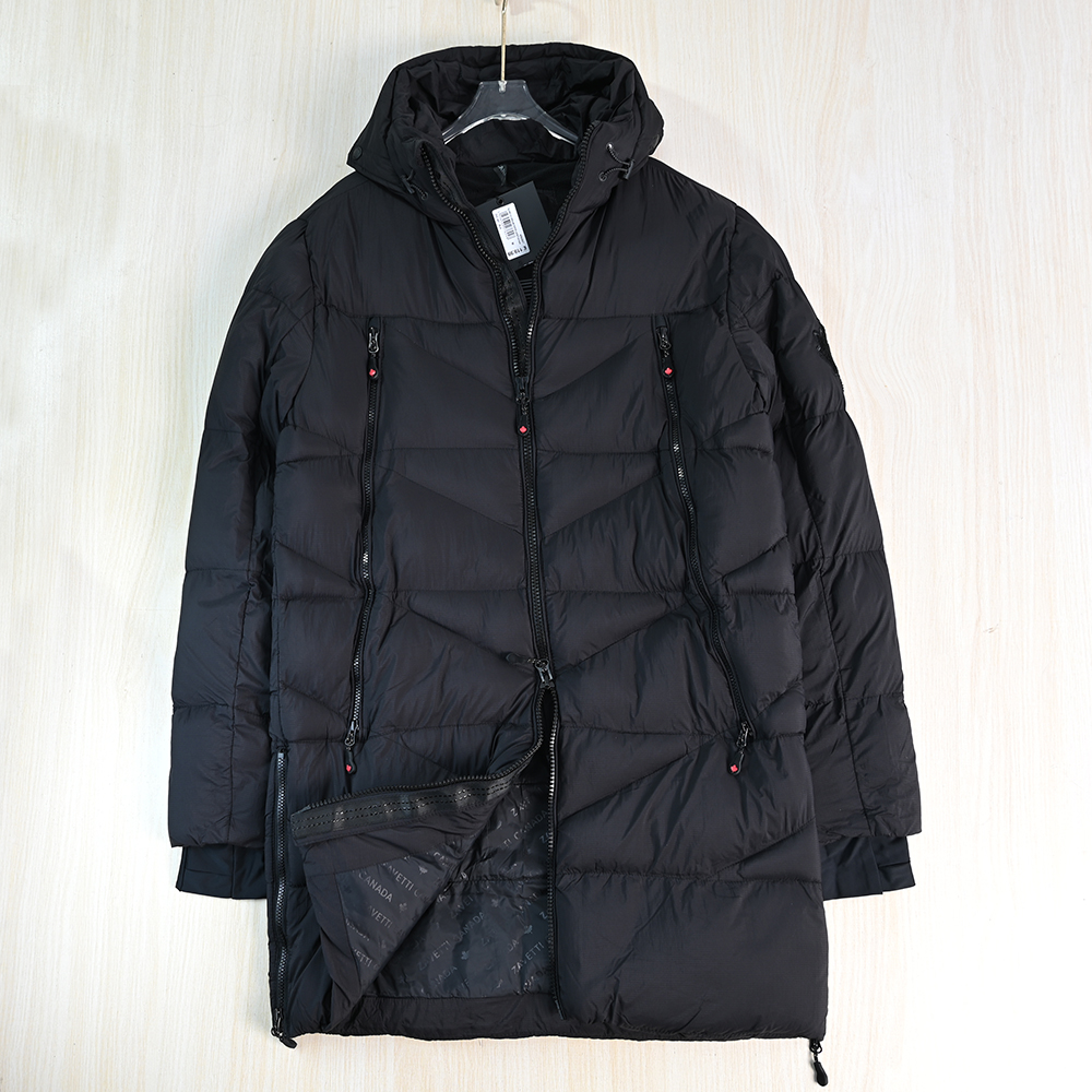 厚实防风保暖绗缝连帽中长款棉服