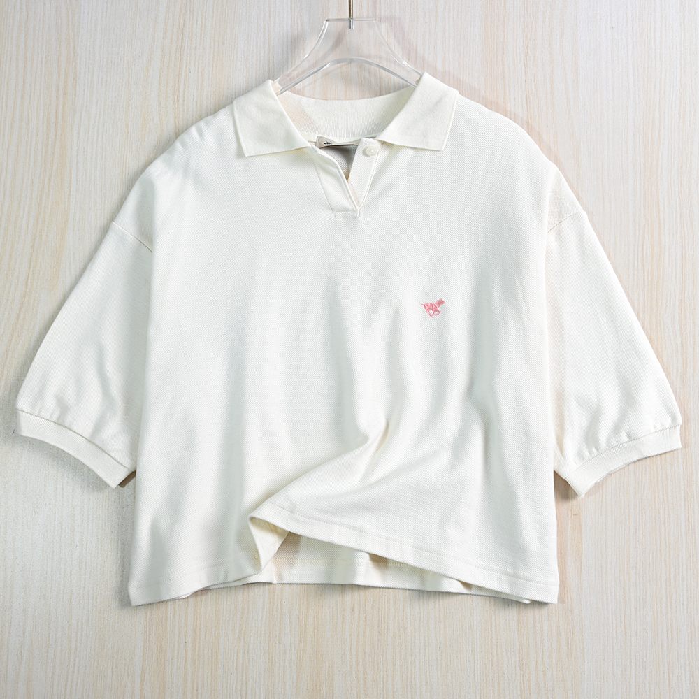 珠地棉短款宽松落肩半袖polo衫